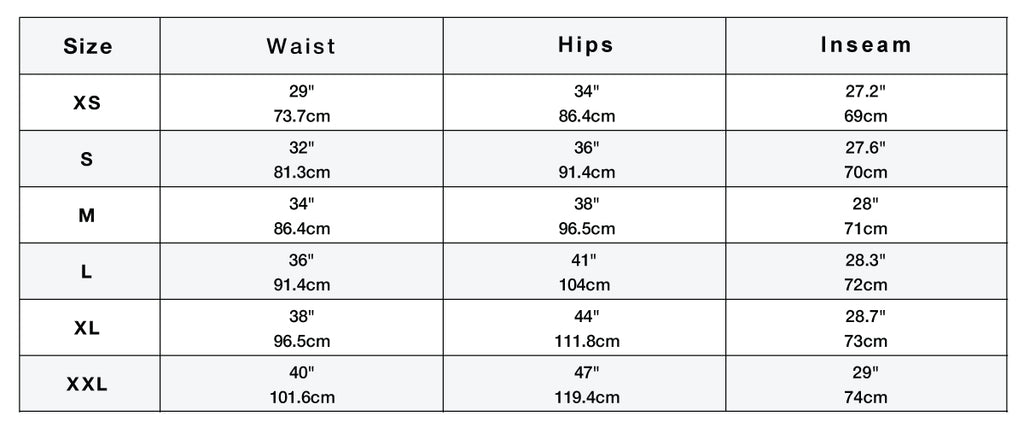 Size Chart - Urban Joggers - Thousand Miles UK