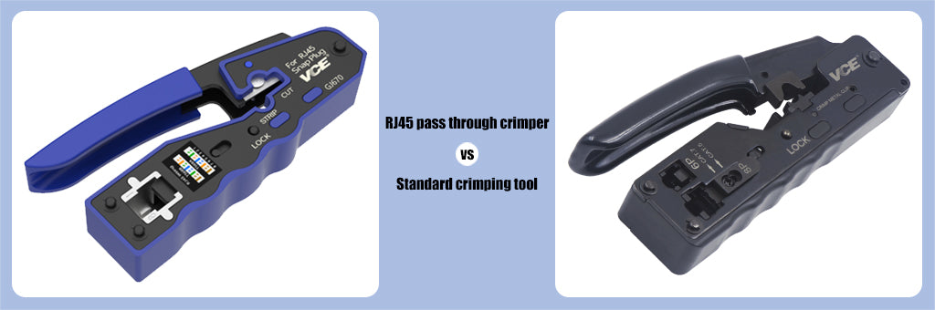 Standard crimping tool vs RJ45 pass through crimper