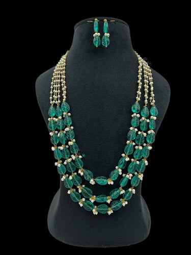 Solid Gold 14K Green and Aqua Blue Gemstone Drop Necklace, Statement Semi  Precious Stone Necklace - Valltasy
