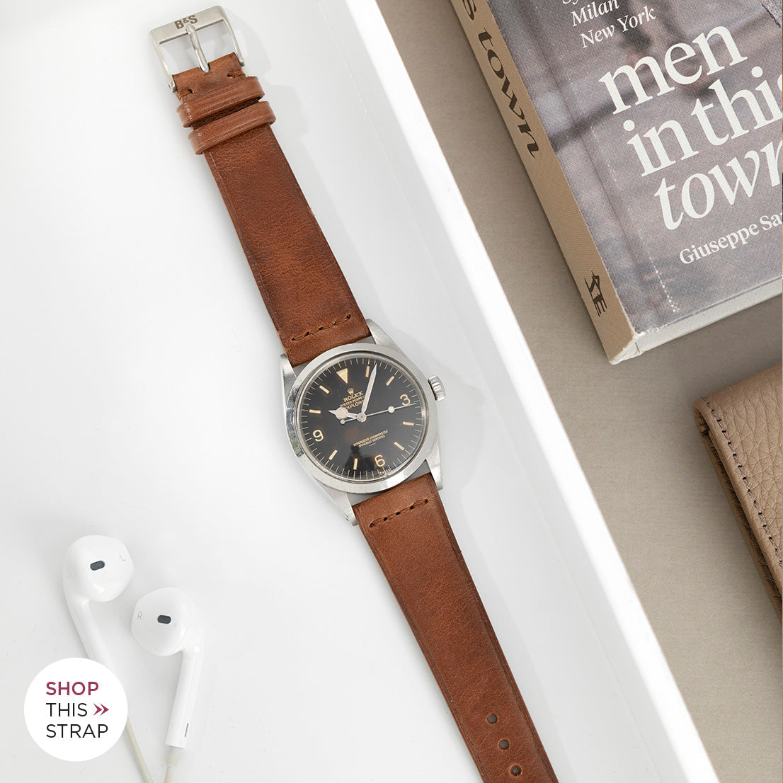 Bulang and Sons_Strap Guide_The Rolex 1016 Explorer_Siena Brown Extra Thin Leather Watch Strap