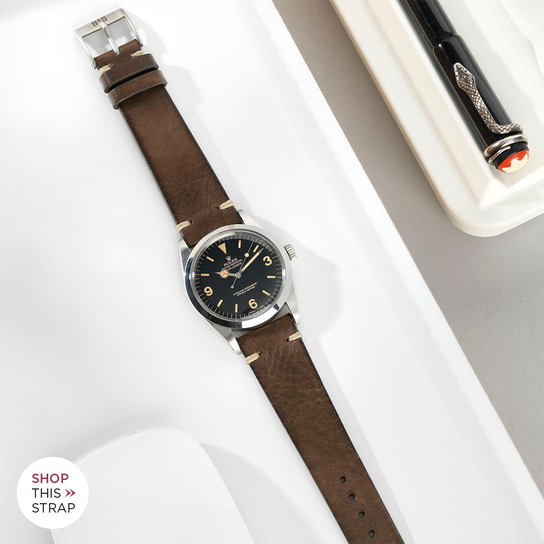 Bulang and Sons_Strap Guide_The Rolex 1016 Explorer_Smokeyjack Grey Leather Watch Strap
