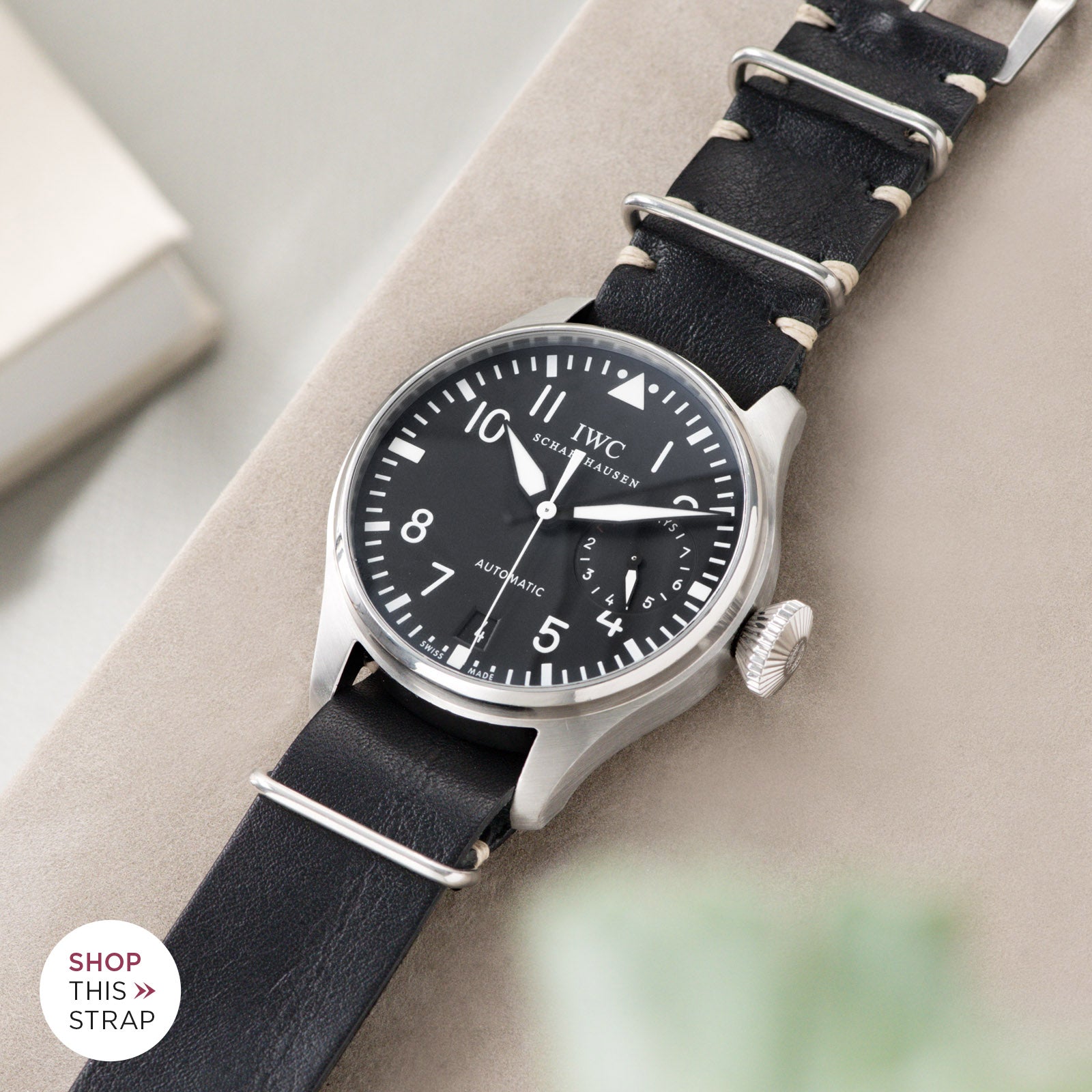Bulang and Sons_Strap Guide_IWC Big Pilot Ref 5004_Black Nato Leather Watch Strap