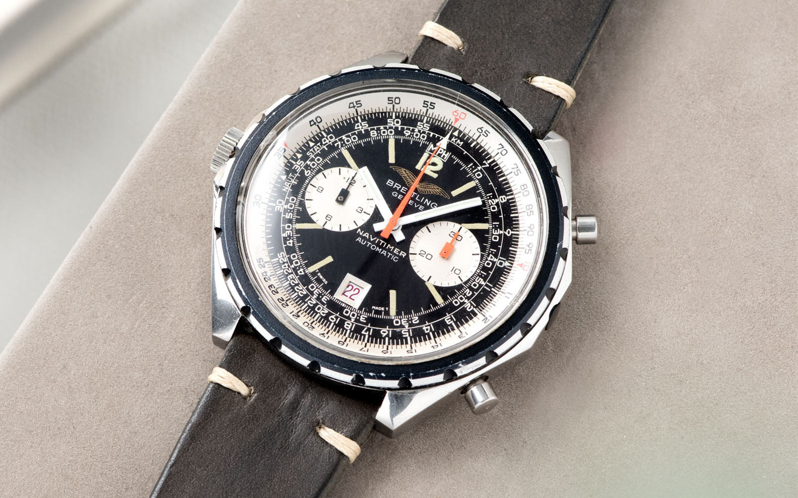 Bulang and Sons_Strap guide_Breitling Navitimer ref issued to iraqi air force ref 1806_Piombo Grey Leather Watch Strap_Banner
