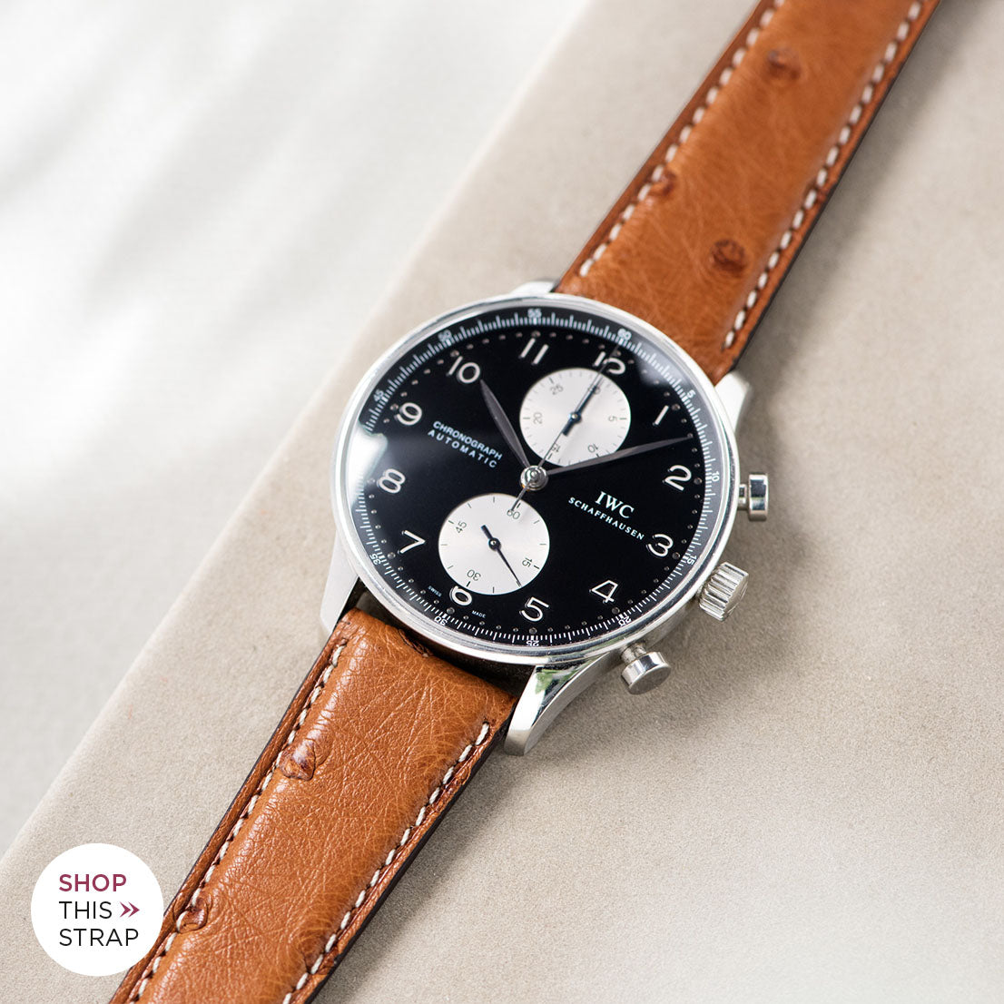 Bulang and Sons_Strap Guide_IWC-Portugieser_Cognac Brown Ostrich Leather Watch Strap