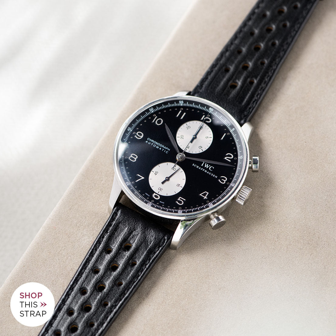 Bulang and Sons_Strap Guide_IWC-Portugieser_Racing Black Speedy Leather Watch Strap