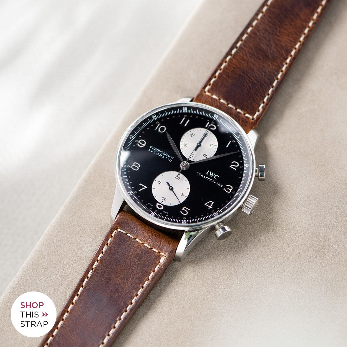 Bulang and Sons_Strap Guide_IWC-Portugieser_Siena Brown Boxed Stitch Leather Watch Strap