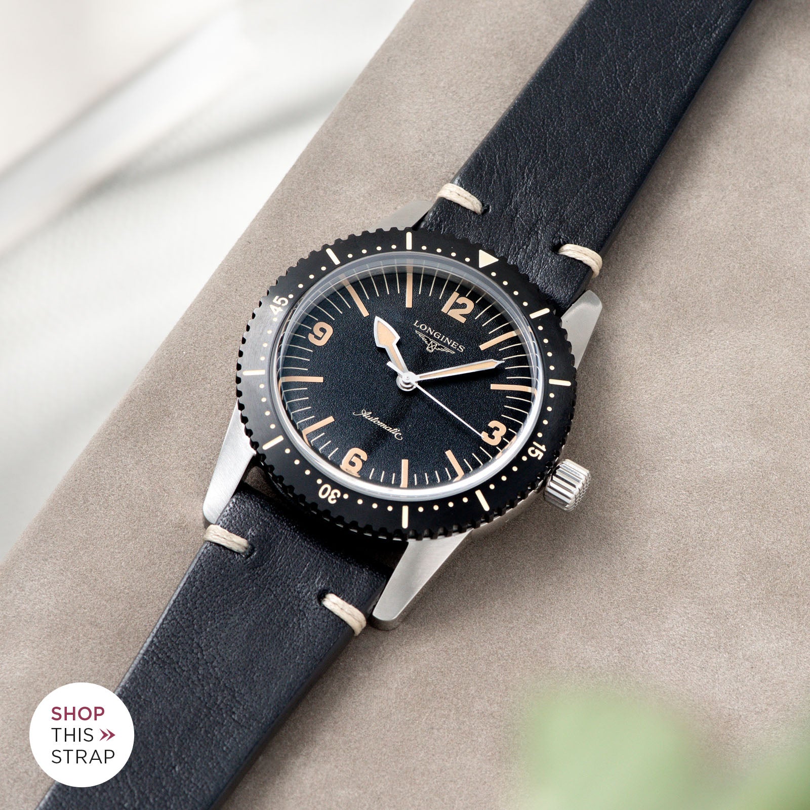 Bulang and Sons_Strap Guide_Longines Skin Diver_Black Leather Watch Strap