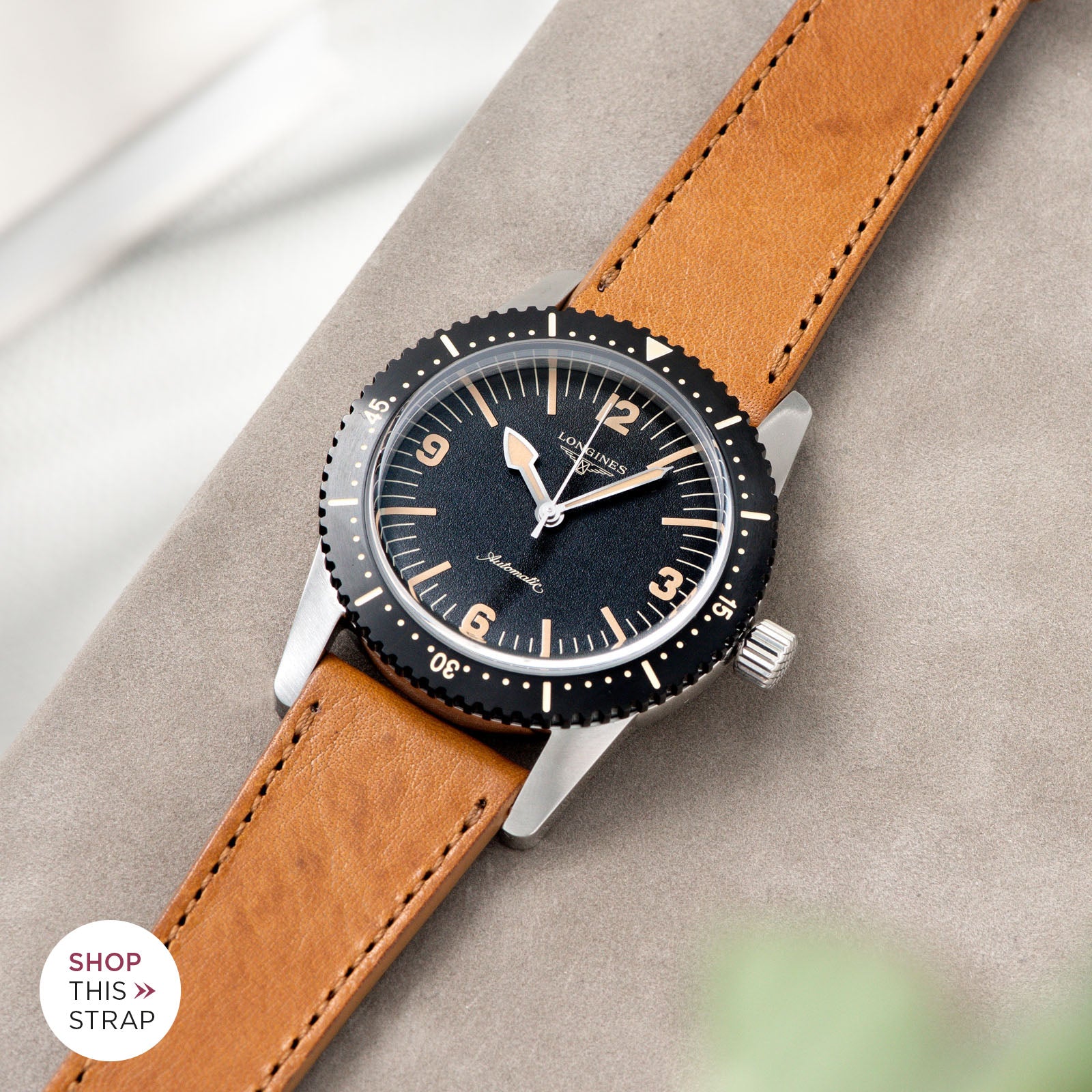 Bulang and Sons_Strap Guide_Longines Skin Diver_Gilt Brown tonal Leather Watch-Strap