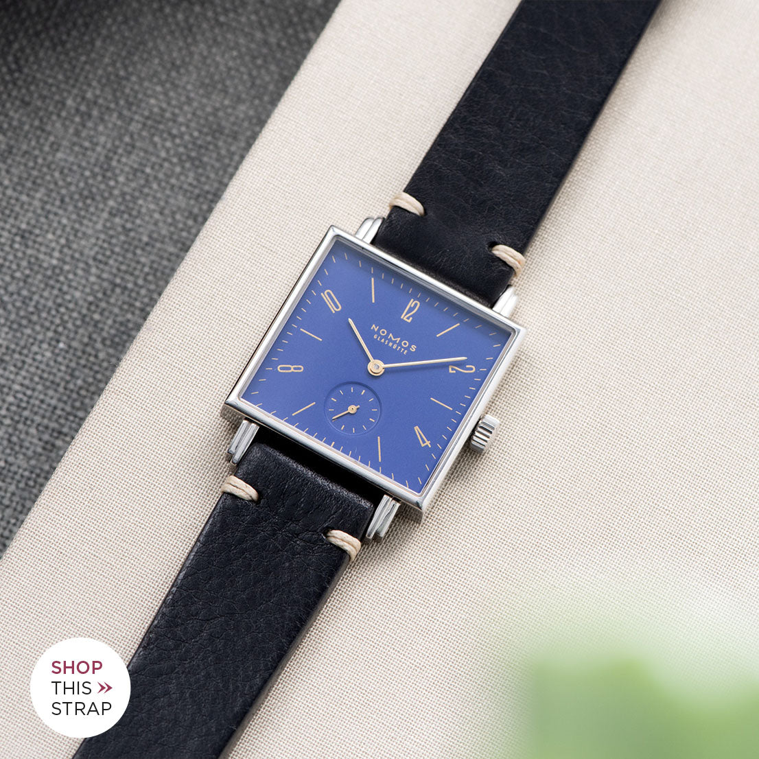 Bulang and Sons_Strap Guide_Nomos Tetra Nachtijall Blue_Black Leather Watch Strap