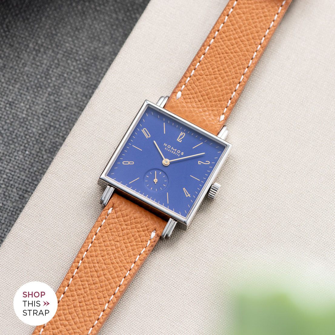 Bulang and Sons_Strap Guide_Nomos Tetra Nachtijall Blue_Cognac Brown Leather Watch Strap