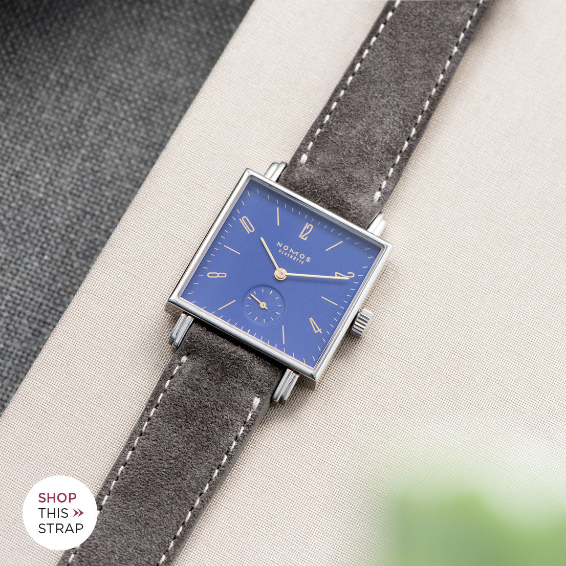 Bulang and Sons_Strap Guide_Nomos Tetra Nachtijall Blue_Refined Dark Grey Suede Watch Strap