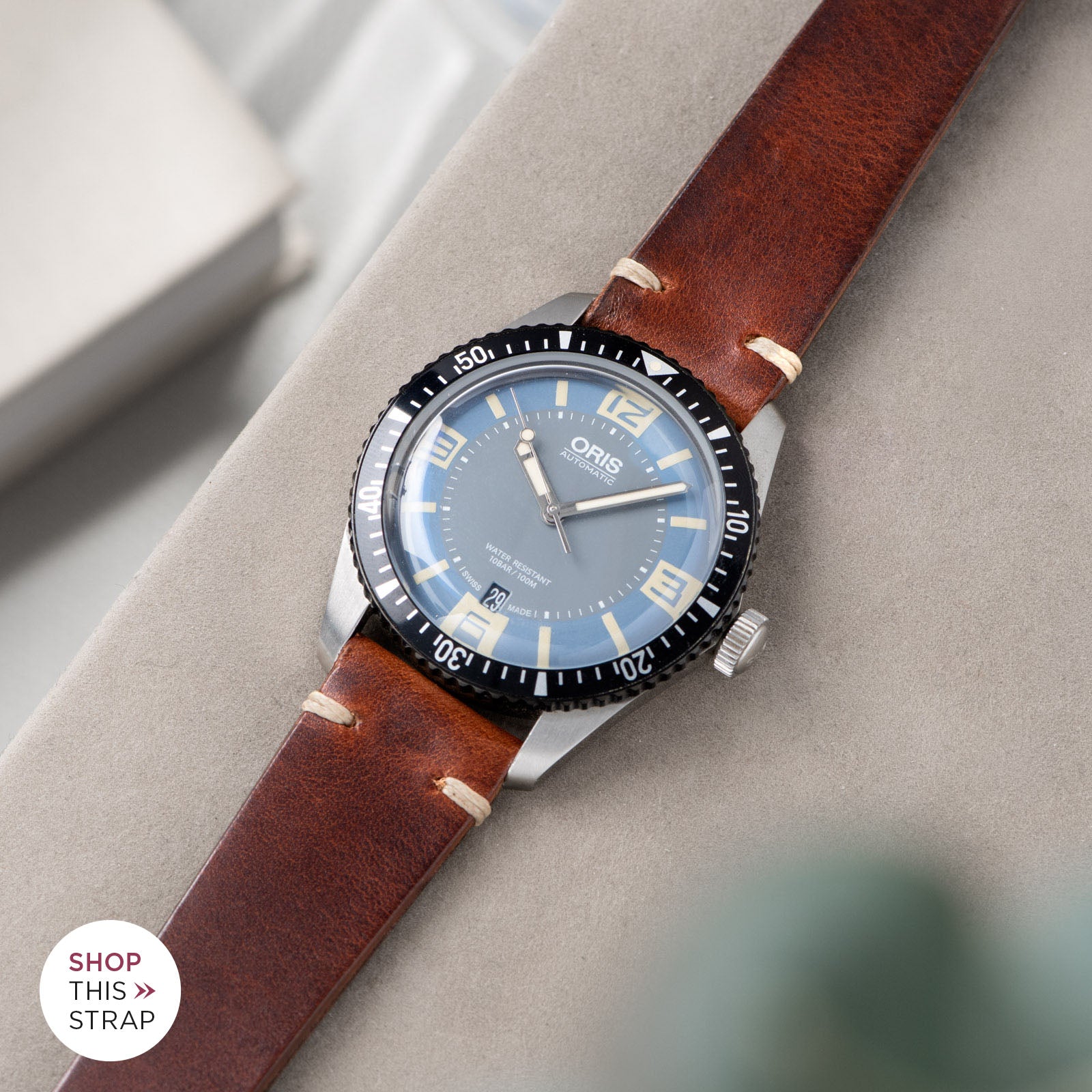 Bulang and Sons_Strap Guide_Oris Automatic Divers Sixty Five Deaville_Siena Brown Leather Watch Strap