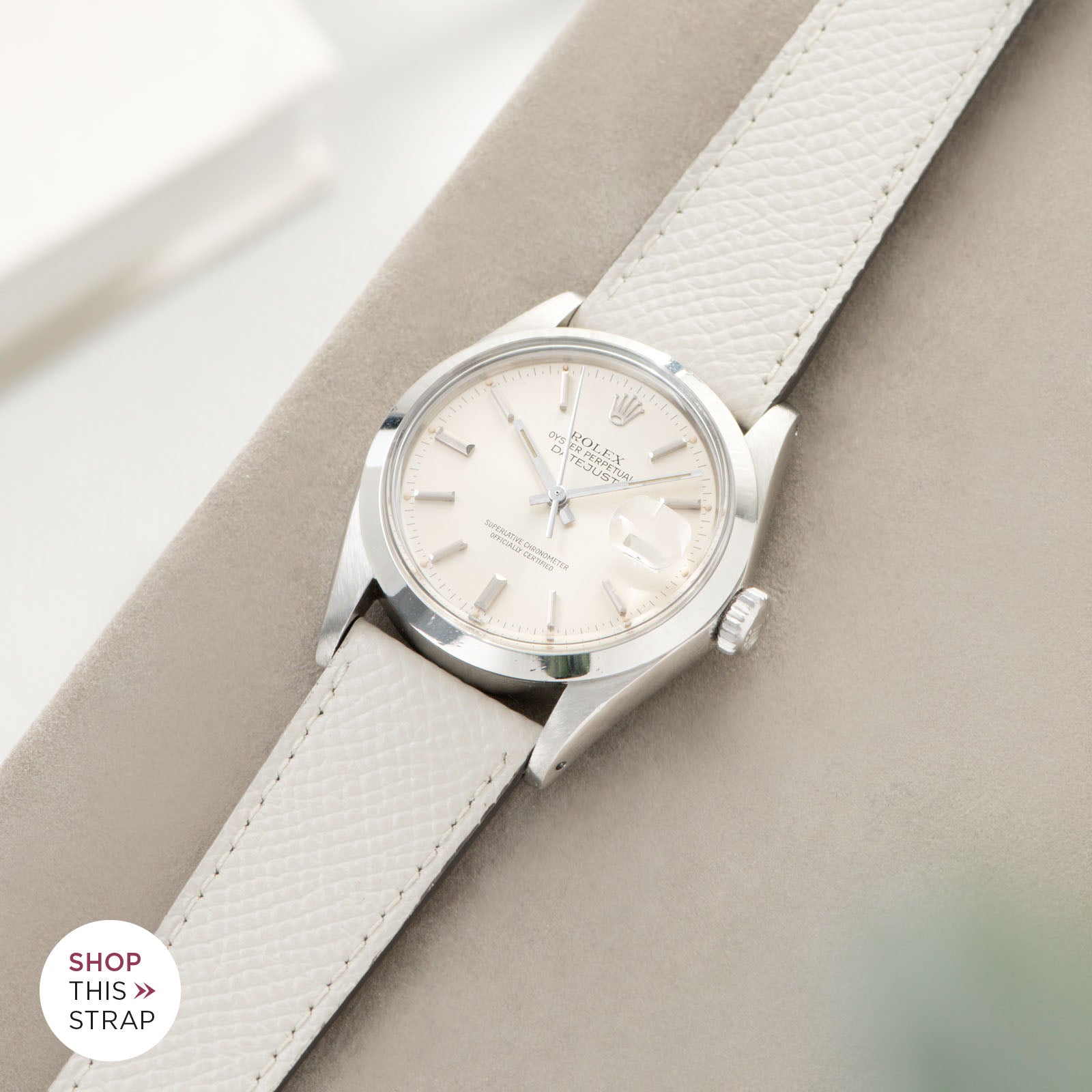 Sellier Marbre White Leather Watch Strap