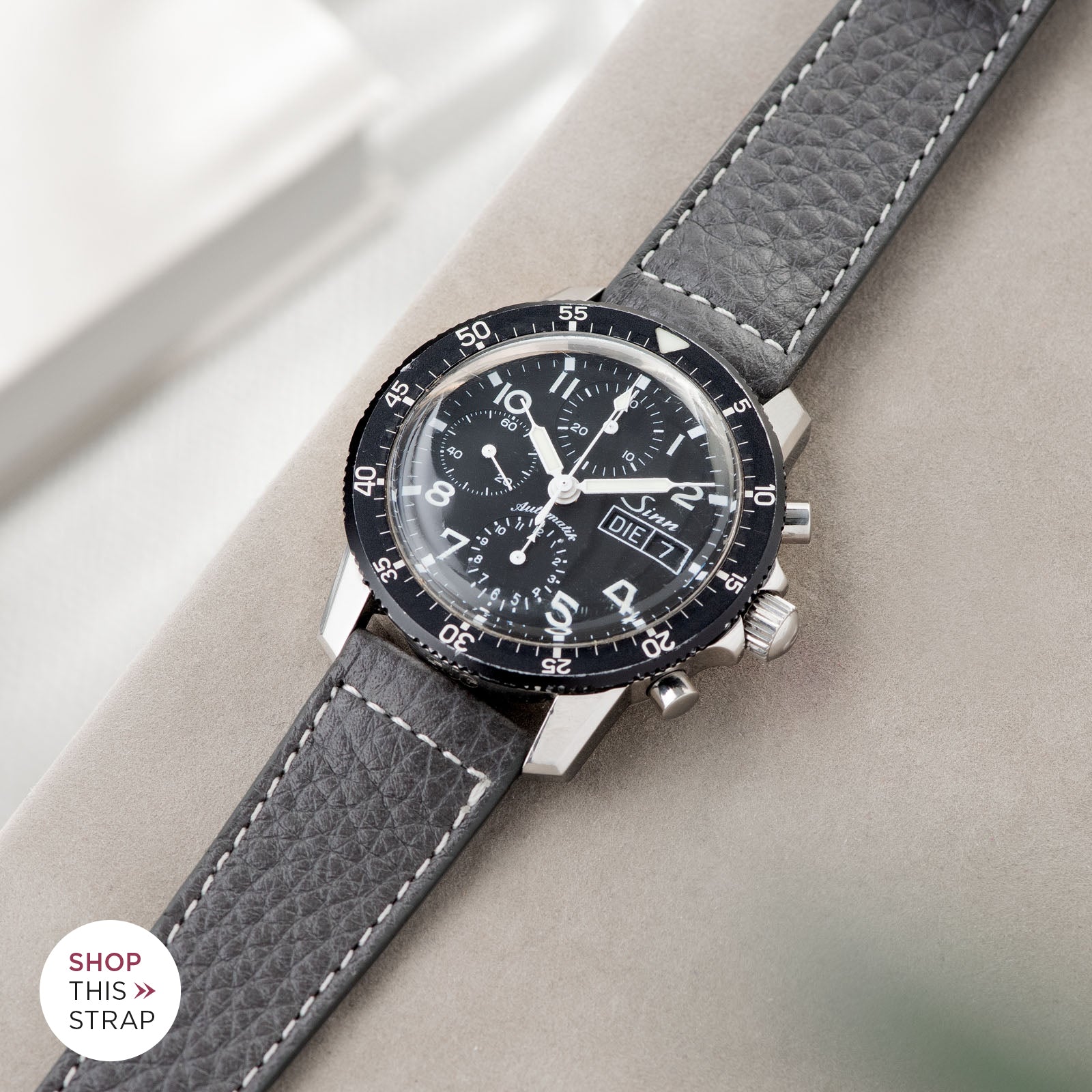 Bulang and Sons_Strap Guide_Sinn 103St Flieder Chronograph_Elephant Grey Leather Watch Strap