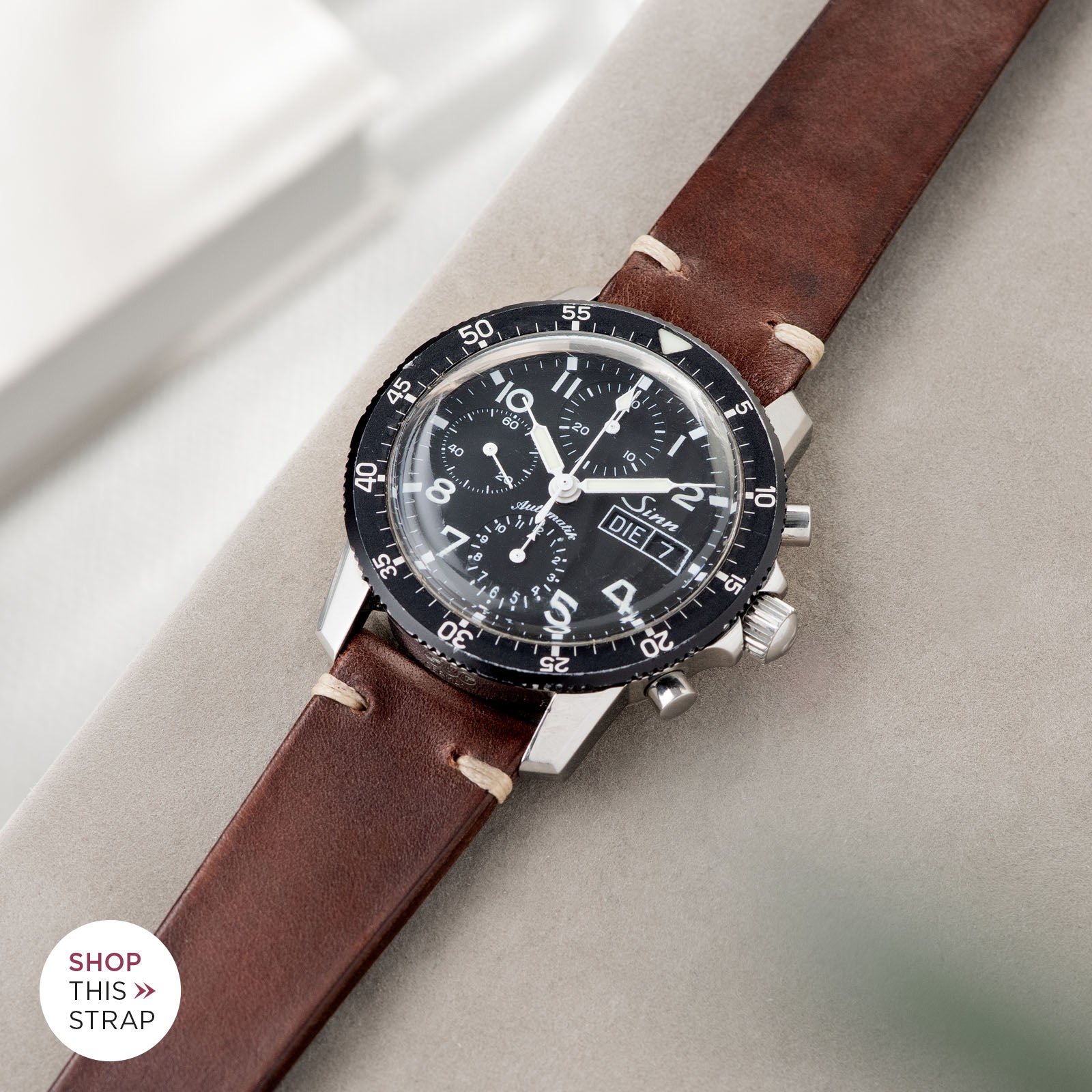 Bulang and Sons_Strap Guide_Sinn 103St Flieder Chronograph_Lumberjack Brown Leather Watch Strap