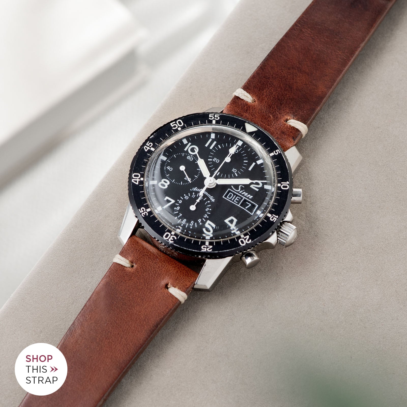 Bulang and Sons_Strap Guide_Sinn 103St Flieder Chronograph_Siena Brown Leather Watch Strap