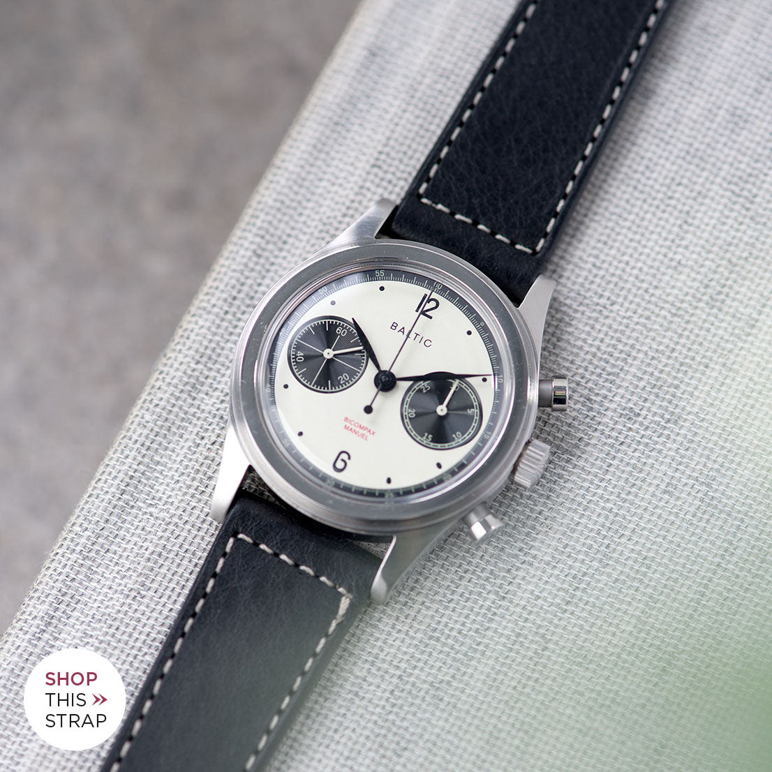 Bulang and Sons_Strap Guide_The Baltic-Chronograph-Panda-Limited-Edition_Black Boxed Stitch Leather Watch Strap