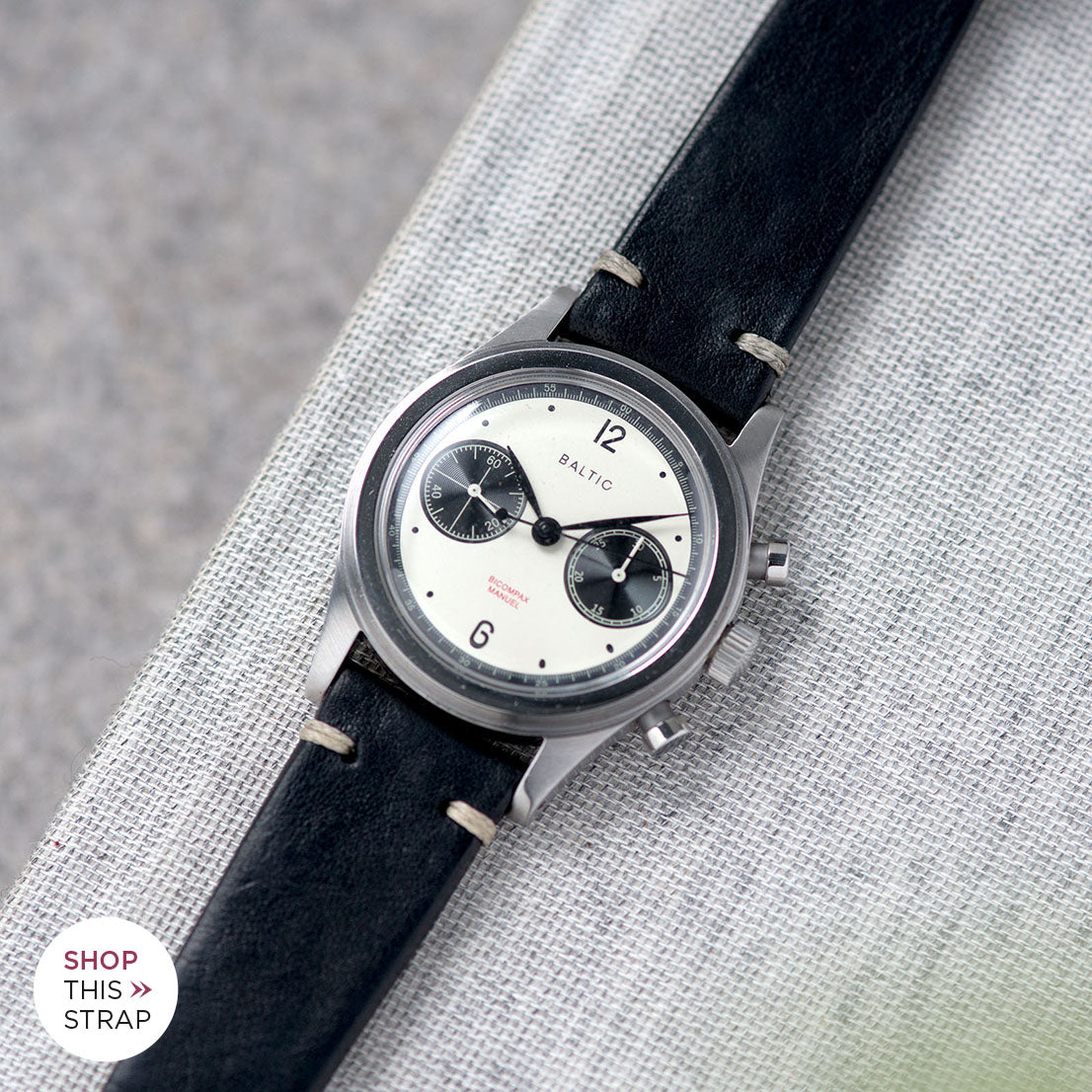 Bulang and Sons_Strap Guide_The Baltic-Chronograph-Panda-Limited-Edition_Black Leather Watch Strap