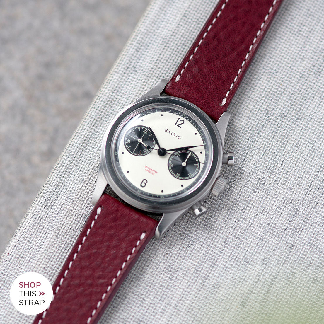 Bulang and Sons_Strap Guide_The Baltic-Chronograph-Panda-Limited-Edition_Burgundy Red Leather Watch Strap