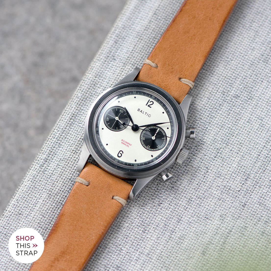 Bulang and Sons_Strap Guide_The Baltic-Chronograph-Panda-Limited-Edition_Caramel Brown Leather Watch Strap