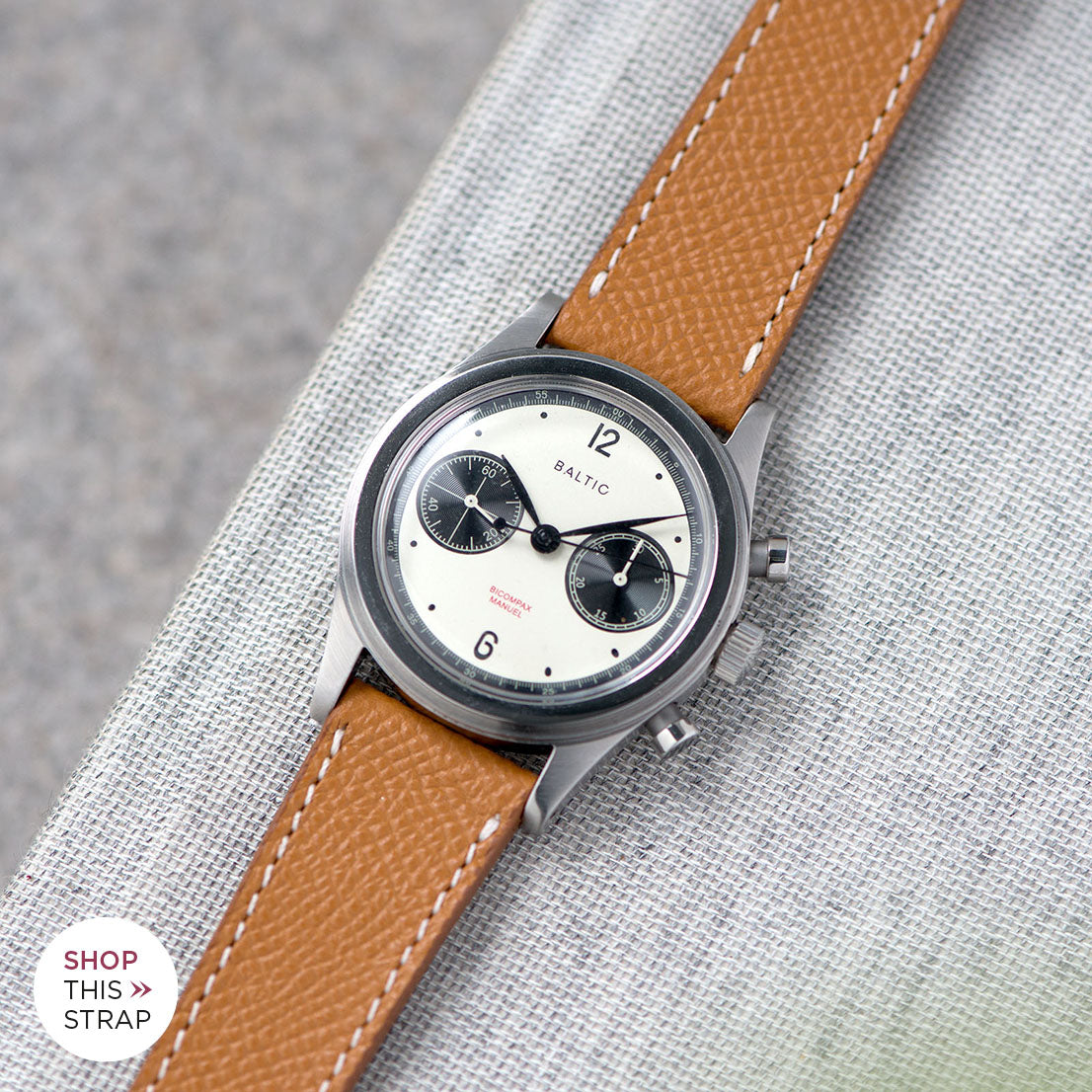 Bulang and Sons_Strap Guide_The Baltic-Chronograph-Panda-Limited-Edition_Cognac Brown Leather Watch Strap