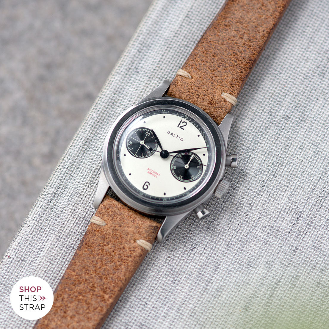 Bulang and Sons_Strap Guide_The Baltic-Chronograph-Panda-Limited-Edition_Crackle Brown Leather Watch Strap