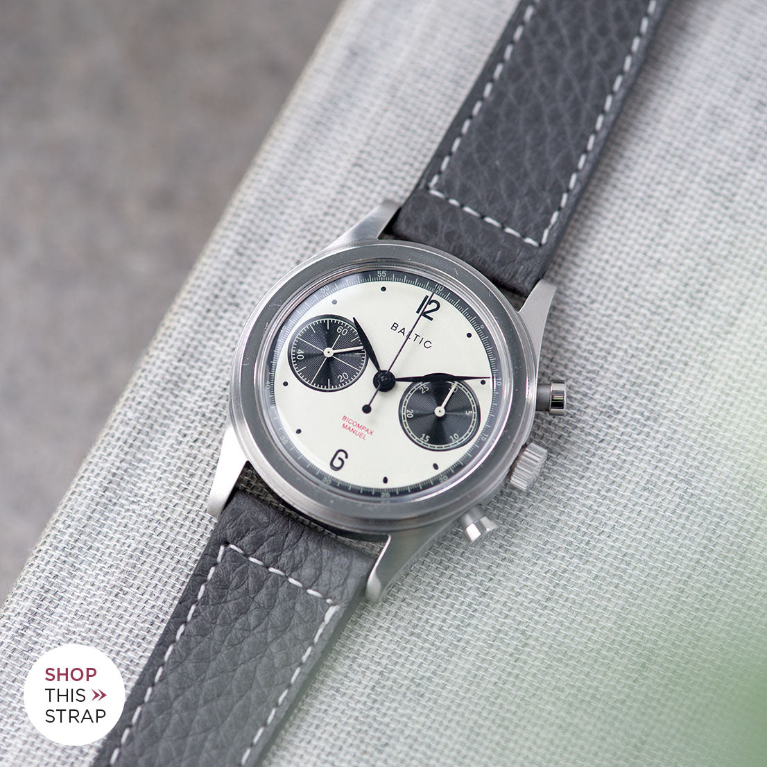 Bulang and Sons_Strap Guide_The Baltic-Chronograph-Panda-Limited-Edition_Elephant Grey Leather Watch Strap