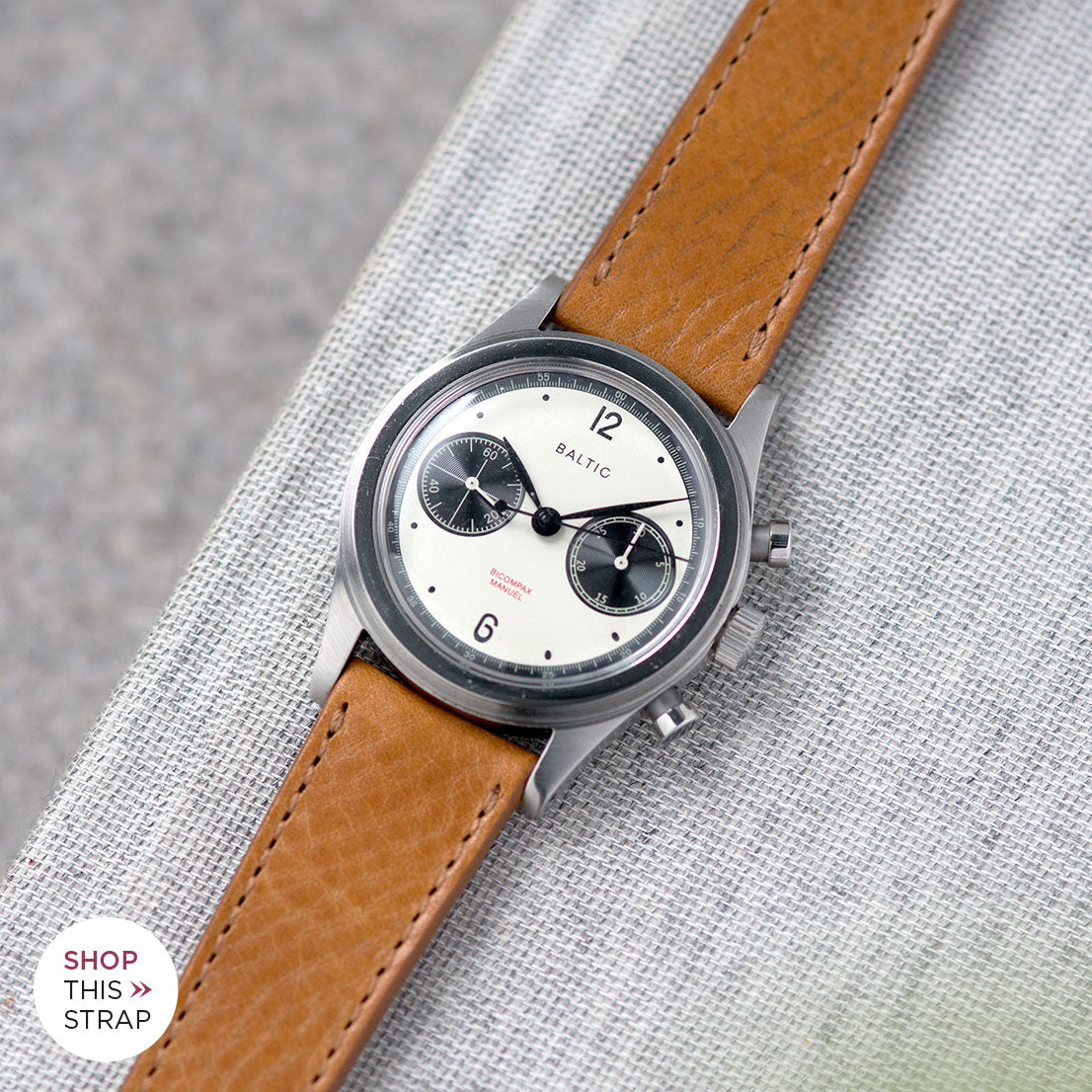 Bulang and Sons_Strap Guide_The Baltic-Chronograph-Panda-Limited-Edition_Gilt Brown Tonal Leather Watch Strap
