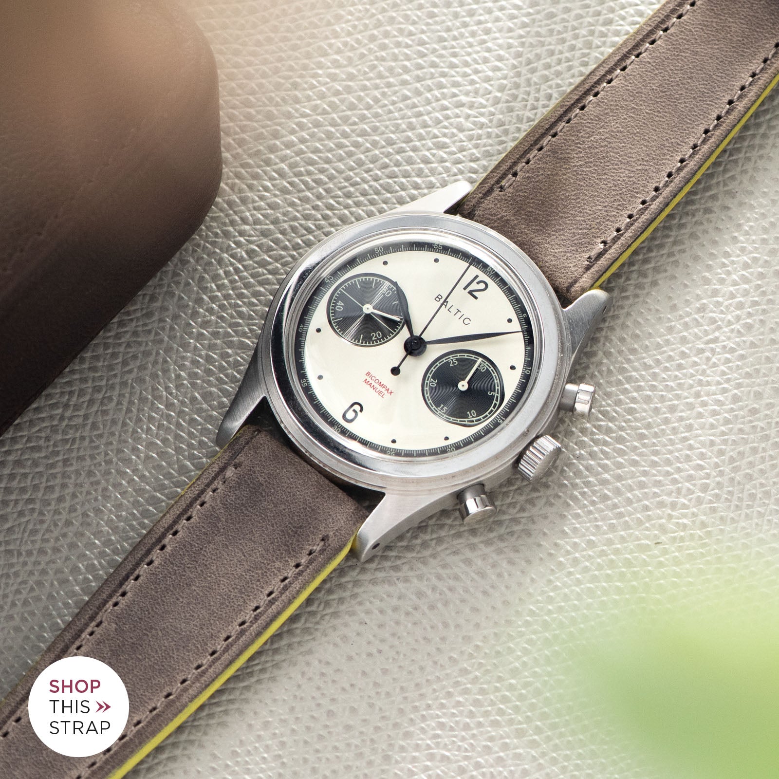 Bulang and Sons_Strap Guide_The Baltic-Chronograph-Panda-Limited-Edition_Monte Carlo Grey Leather Watch Strap