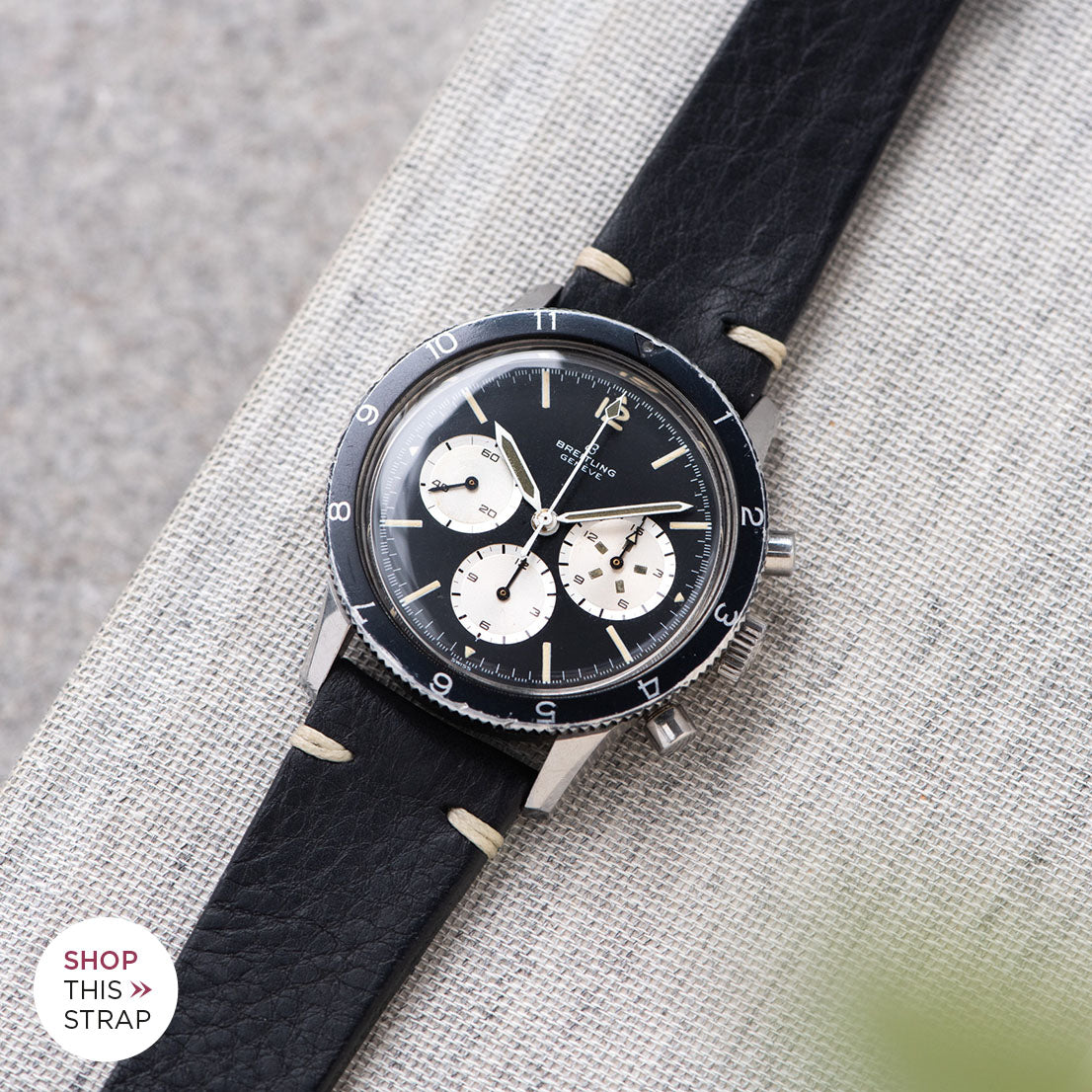 Bulang and Sons_Strap Guide_The Breitling Co-Pilot 7650 Chronograph_ Black Leather Watch Strap