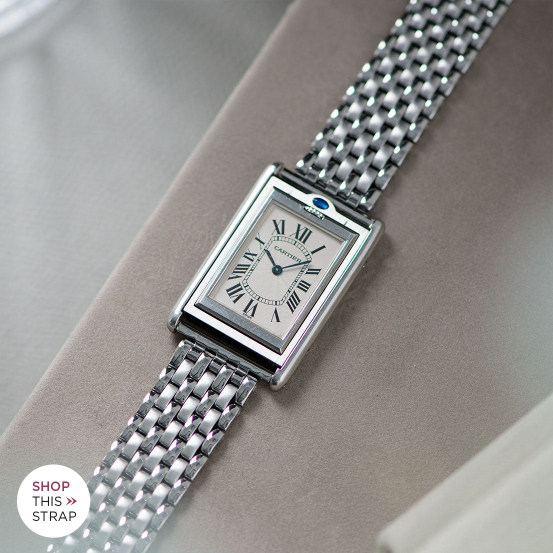 Bulang and Sons_Strap Guide_The Cartier Tank Basculante 20 mm_Beads Of Rice Straight End Link Steel Watch Bracelet