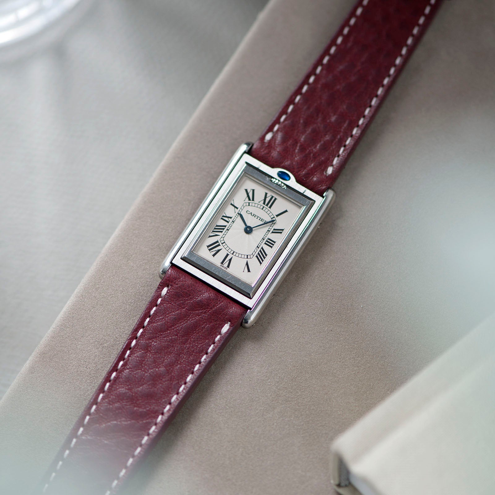 Bulang and Sons_Strap Guide_The Cartier Tank Basculante 20 mm_Burgundy Red Leather Watch Strap