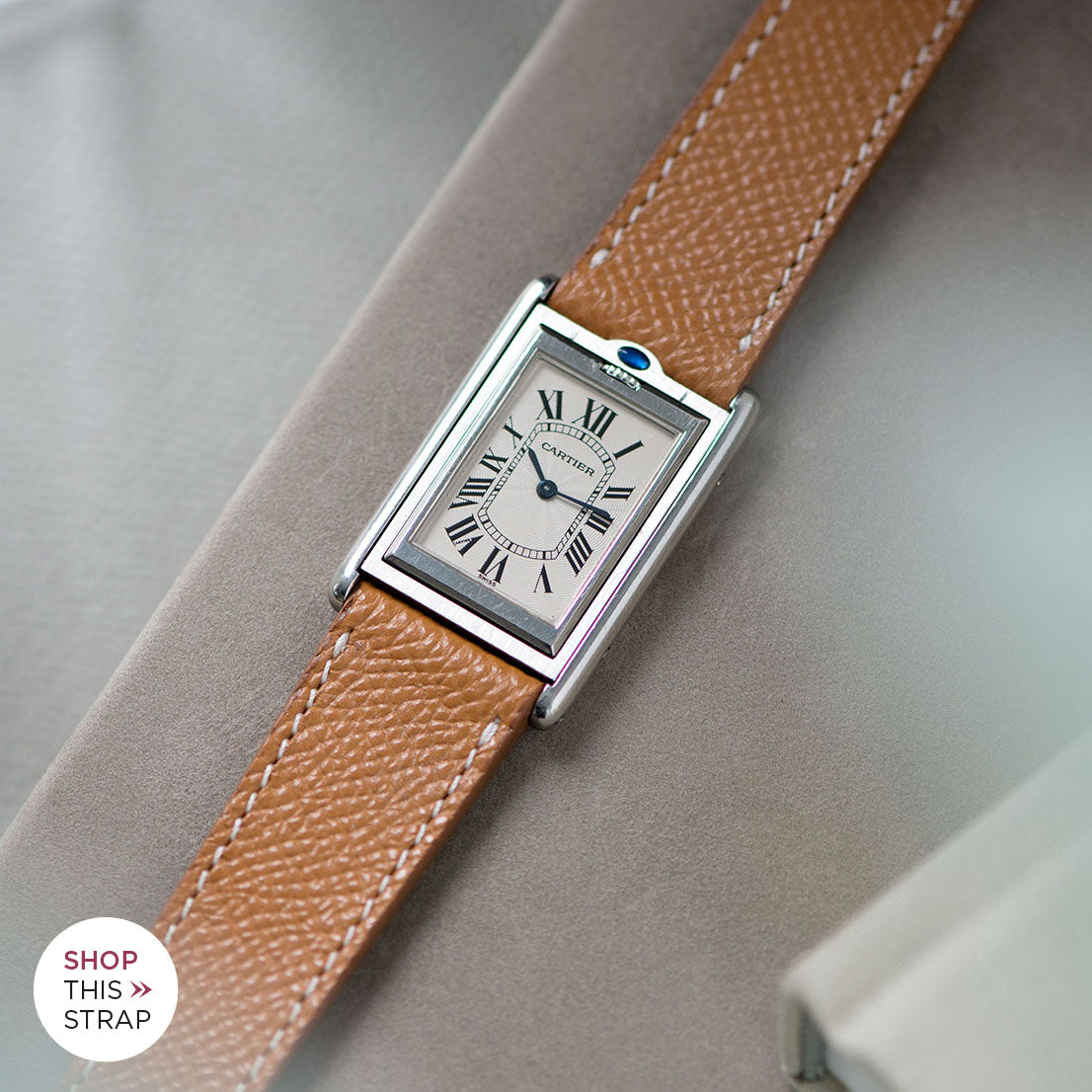 Bulang and Sons_Strap Guide_The Cartier Tank Basculante 20 mm_Cognac Brown Leather Watch Strap