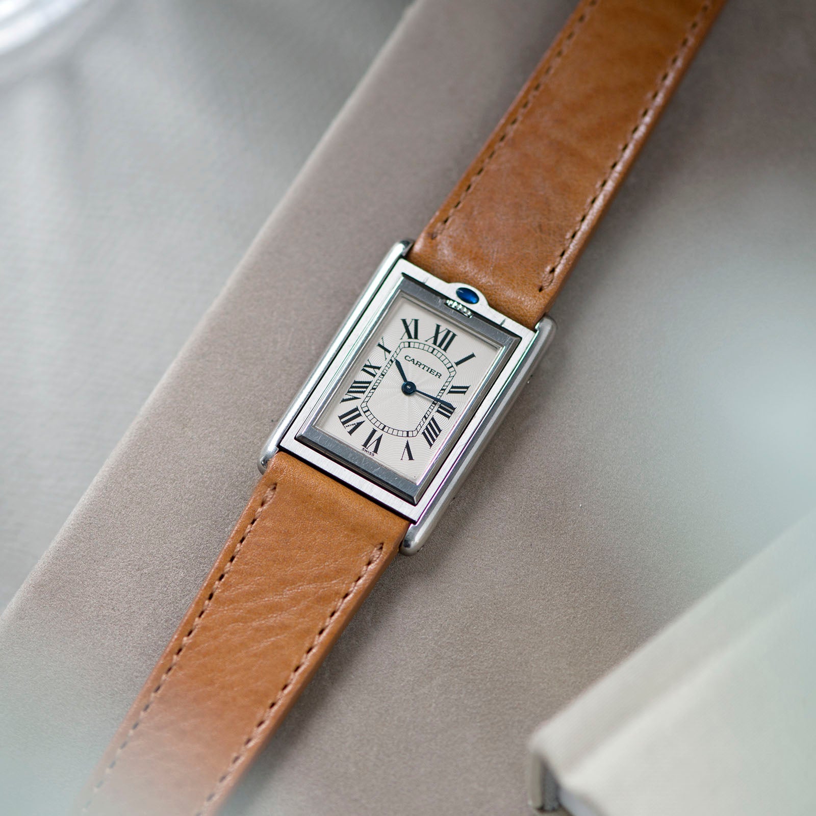 Bulang and Sons_Strap Guide_The Cartier Tank Basculante 20 mm_Gilt Brown Tonal Leather Watch Strap