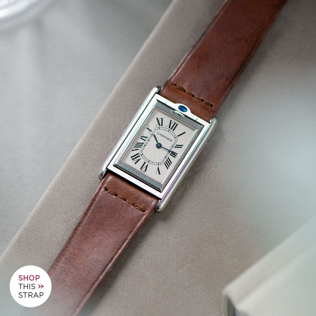 Bulang and Sons_Strap Guide_The Cartier Tank Basculante 20 mm_Siena Brown Extra Thin Leather Watch Strap