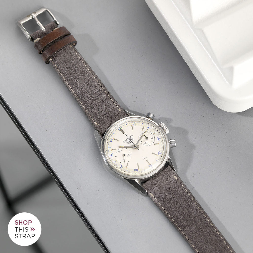 Bulang and Sons_Strap Guide_The Heuer Chronograph 3H German Airforce_Refined Dark Grey Suede Watch Strap
