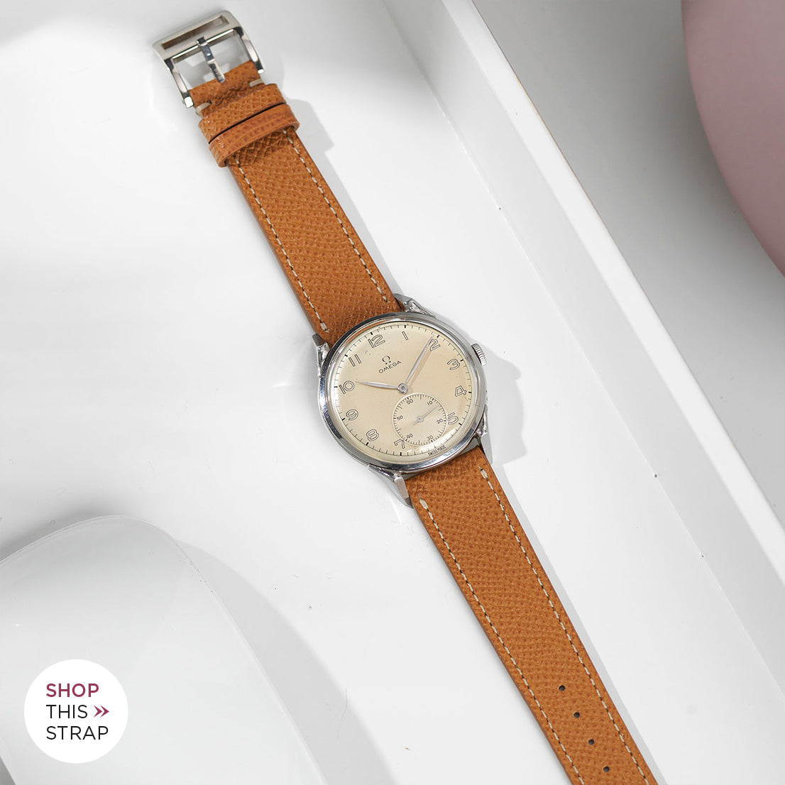 Bulang and Sons_Strap Guide_The Omega Calatrava Oversized_Cognac Brown Leather Watch Strap