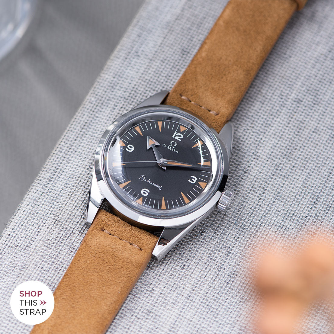 Bulang and Sons_Strap Guide_The Omega Railmaster_Camel Brown Silky Suede Watch Strap