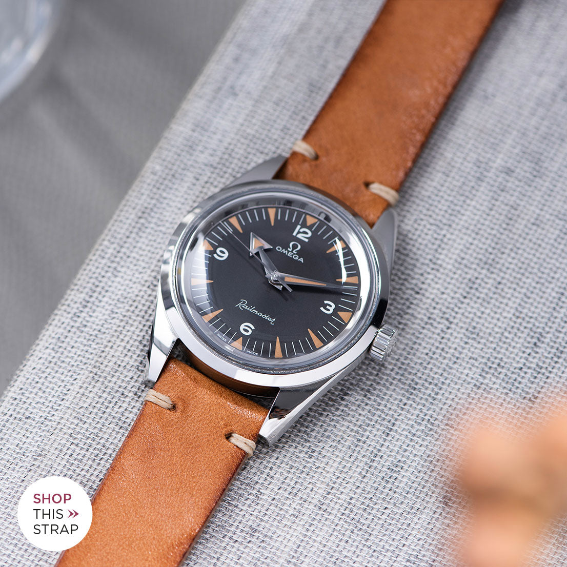 Bulang and Sons_Strap Guide_The Omega Railmaster_Caramel Brown Leather Watch Strap
