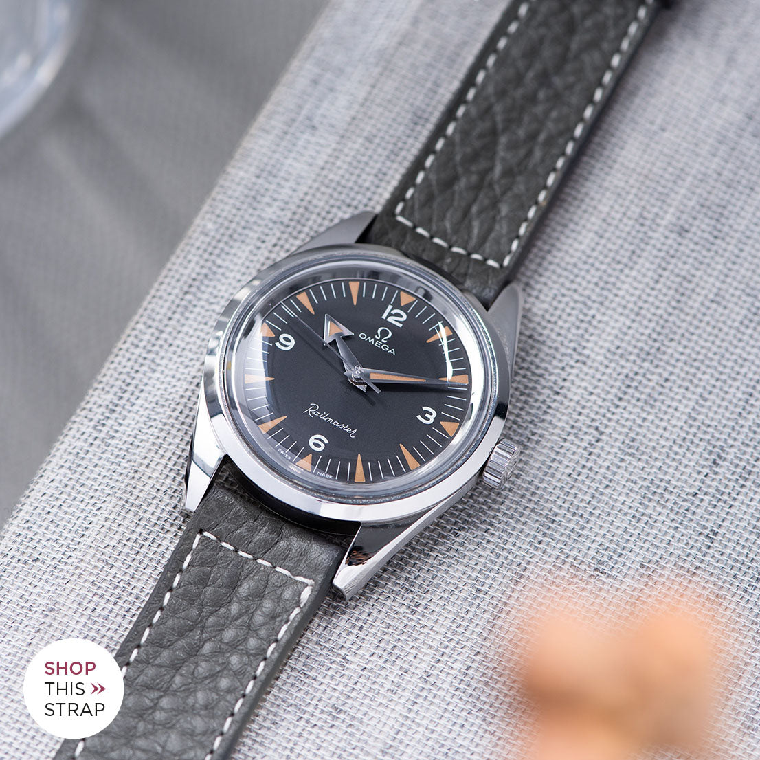 Bulang and Sons_Strap Guide_The Omega Railmaster_Elephant Grey Leather Watch Strap