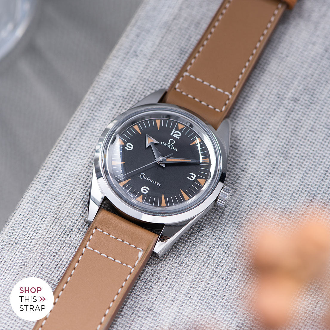 Bulang and Sons_Strap Guide_The Omega Railmaster_Taupe Brown Retro Leather Watch Strap