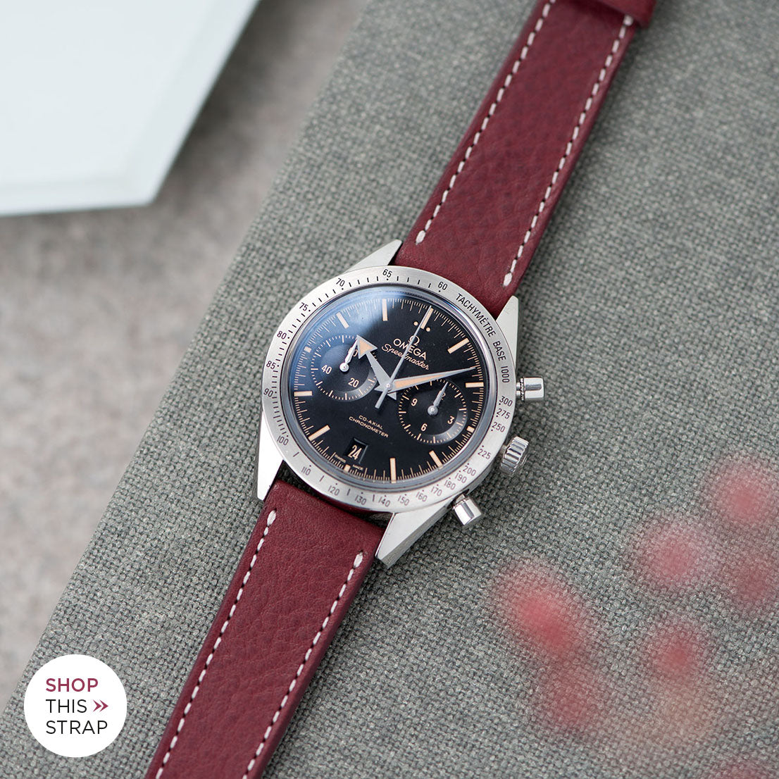 Bulang and Sons_Strap Guide_The Omega Speedmaster ’57 Co-Axial Chronograph_Burgundy Red Leather Watch Strap