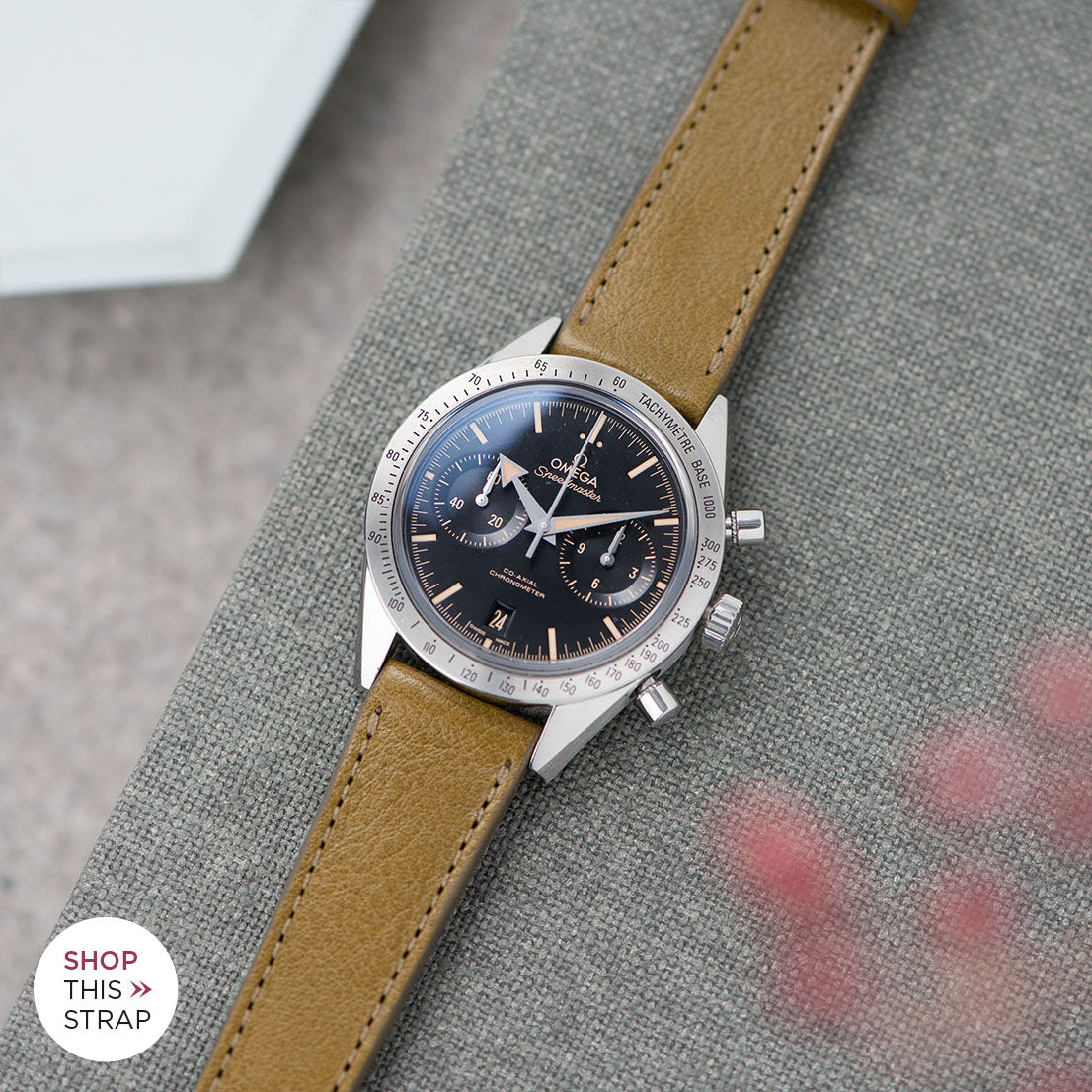 Bulang and Sons_Strap Guide_The Omega Speedmaster ’57 Co-Axial Chronograph_Light Olive Green Leather Watch Strap