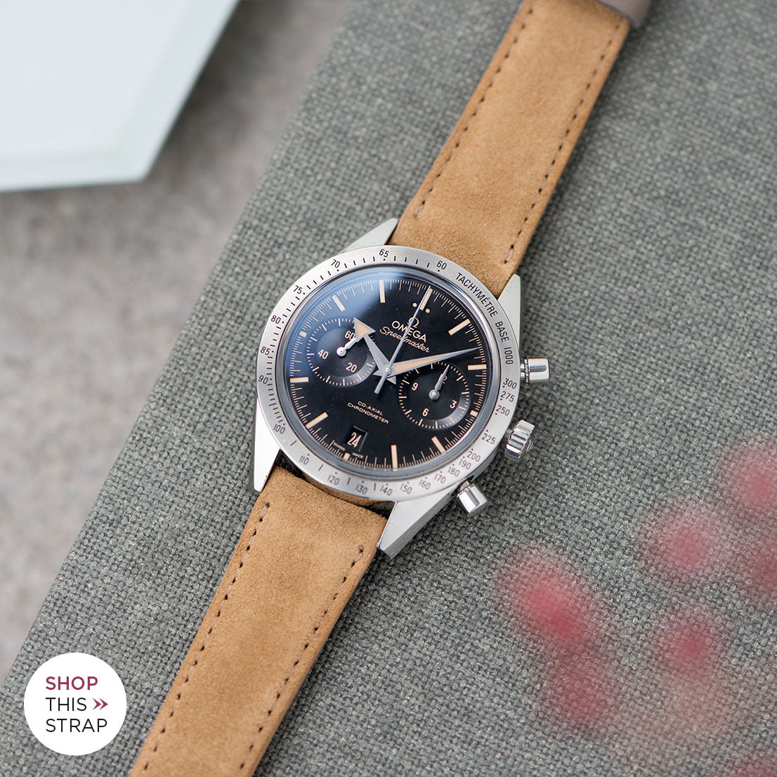Bulang and Sons_Strap Guide_The Omega Speedmaster ’57 Co-Axial Chronograph_Refined Light Brown Suede Watch Strap
