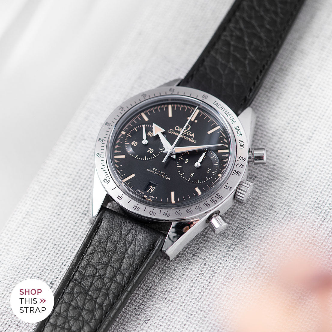 Bulang and Sons_Strap Guide_The Omega Speedmaster ’57 Co-Axial Chronograph_Taurillon Black Speedy Leather Watch Strap