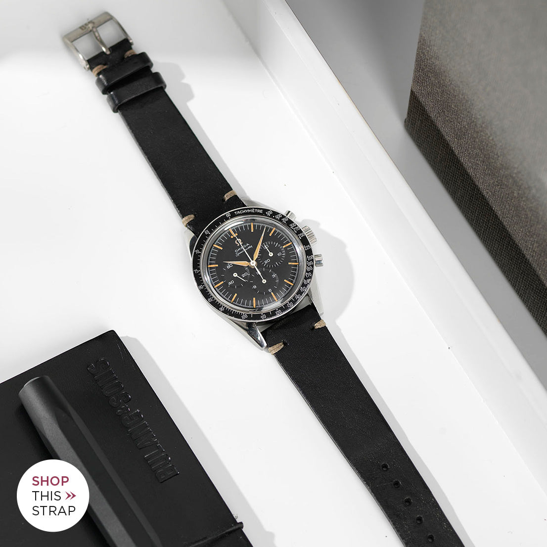 Bulang and Sons_Strap Guide_The Omega Straight Lugs speedmaster_Black Leather Watch Strap