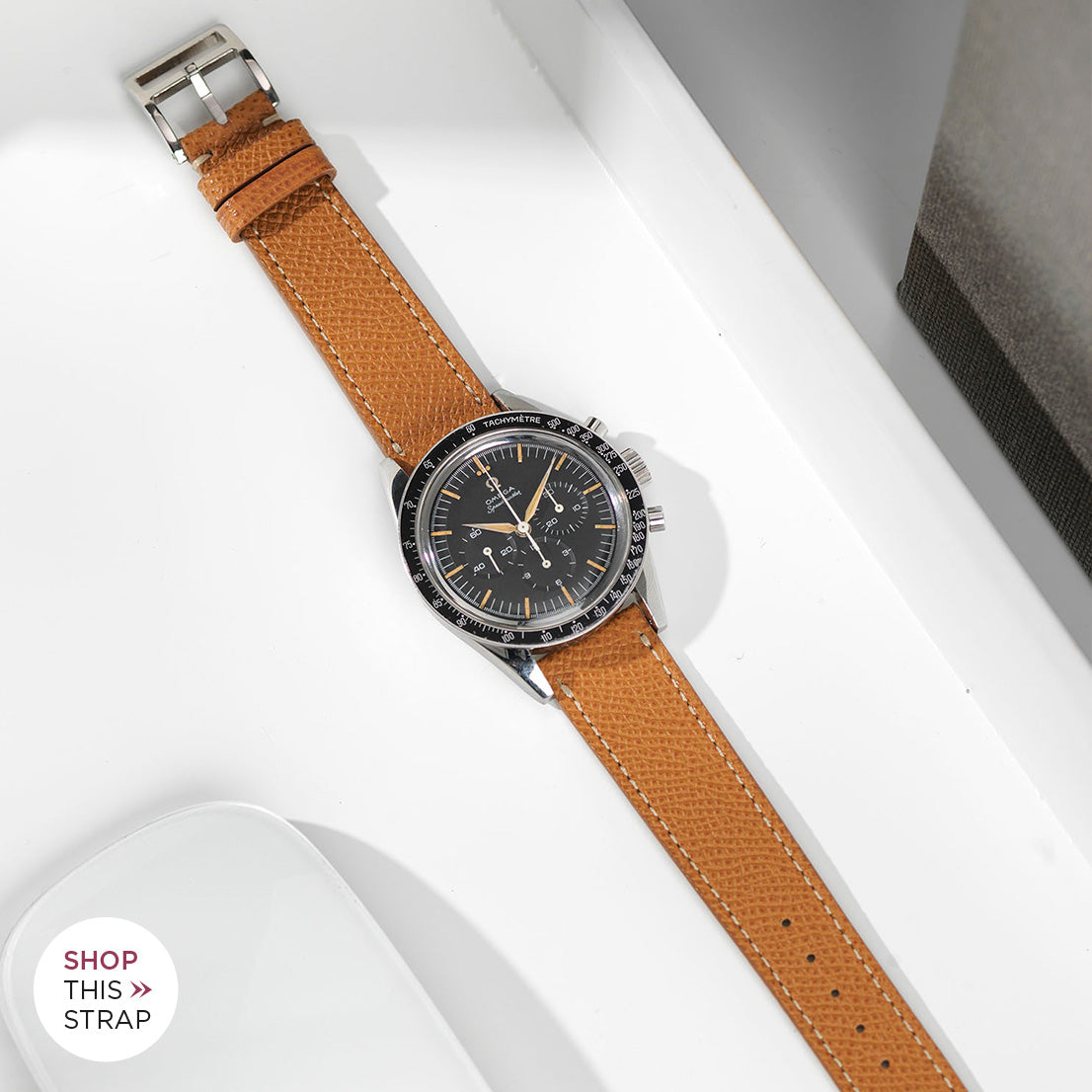 Bulang and Sons_Strap Guide_The Omega Straight Lugs speedmaster_Cognac Brown Leather Watch Strap