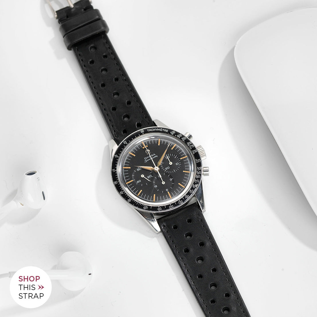Bulang and Sons_Strap Guide_The Omega Straight Lugs speedmaster_Racing Black Leather Watch Strap
