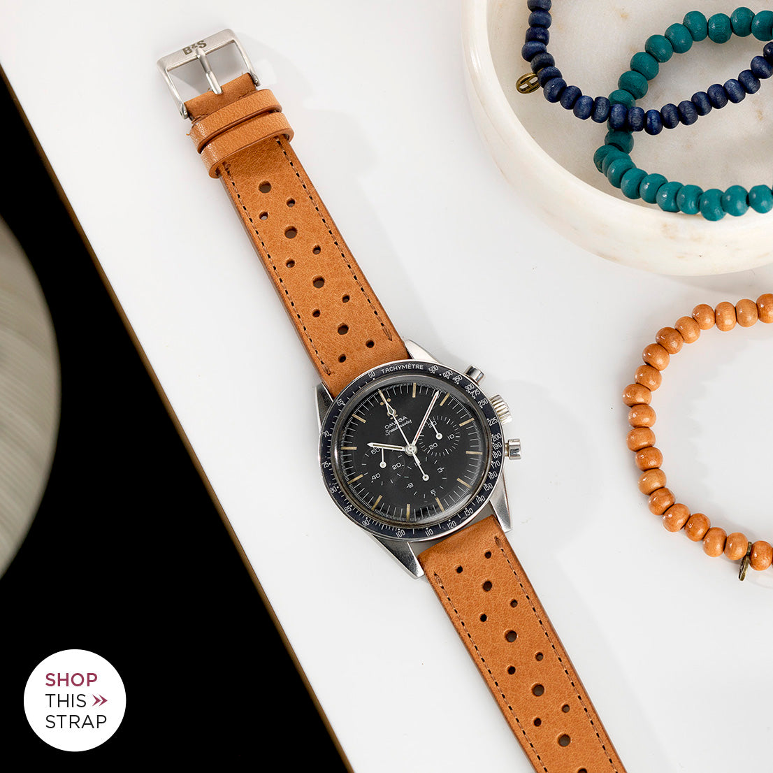 Bulang and Sons_Strap Guide_The Omega Straight Lugs speedmaster_Racing Caramel Brown Leather Watch Strap