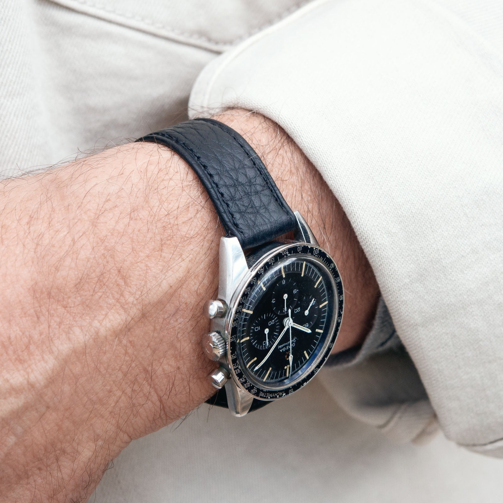 Bulang and Sons_Strap Guide_The Omega Straight Lugs speedmaster_Taurillon Black Speedy Leather Watch Strap-1